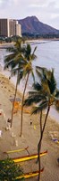 High angle view of tourists on the beach, Waikiki Beach, Honolulu, Oahu, Hawaii, USA Fine Art Print