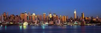 Panoramic View of New York City from the Water at Night by Panoramic Images - 27" x 9"