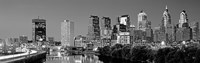 Philadelphia, Pennsylvania Skyline at Night (black and white) Fine Art Print