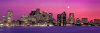 USA, Massachusetts, Boston, View of an urban skyline by the shore at night Fine Art Print