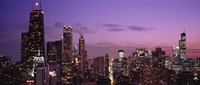Chicago Buildings lit up at dusk Fine Art Print