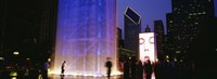 Spectators Watching The Visual Screen, The Crown Fountain, Millennium Park, Chicago, Illinois, USA Fine Art Print