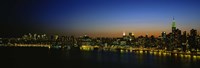 City skyline at night, view of Manhattan from Long Island, New York City, New York State, USA Fine Art Print