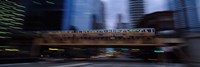 Electric train crossing a bridge, Chicago, Illinois, USA Fine Art Print