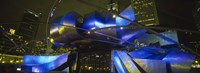 Pavilion in a park lit up at night, Pritzker Pavilion, Millennium Park, Chicago, Illinois, USA Fine Art Print