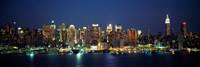 Waterfront View of New York Ciry at Night Fine Art Print