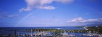 Rainbow Over Boats in Honolulu, Hawaii Fine Art Print
