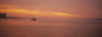Ferry moving in the sea at sunrise, Boston, Massachusetts, USA Fine Art Print
