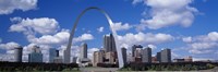 Metal arch in front of buildings, Gateway Arch, St. Louis, Missouri, USA Fine Art Print