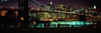 Suspension bridge lit up at dusk, Brooklyn Bridge, East River, Manhattan, New York City, New York State, USA Fine Art Print