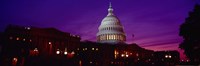 Low angle view of a government building lit up at twilight, Capitol Building, Washington DC, USA Fine Art Print