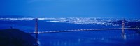 High angle view of a bridge lit up at night, Golden Gate Bridge, San Francisco, California Fine Art Print