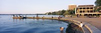 Group of people at a waterfront, Lake Mendota, University of Wisconsin, Memorial Union, Madison, Wisconsin Fine Art Print