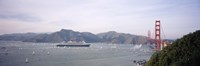 Cruise ship approaching a suspension bridge, RMS Queen Mary 2, Golden Gate Bridge, San Francisco, California, USA Fine Art Print