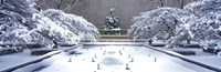 Tourists in front of a fountain, Fountain of the Great Lakes, Art Institute of Chicago, Grant Park, Chicago, Illinois, USA Fine Art Print