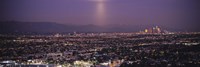 Buildings in a city lit up at dusk, Hollywood, San Gabriel Mountains, City Of Los Angeles, Los Angeles County, California, USA by Panoramic Images - 27" x 9" - $28.99
