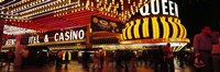 Casino lit up at night, Four Queens, Fremont Street, Las Vegas, Clark County, Nevada, USA Fine Art Print