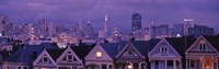 City skyline at night, Alamo Square, California, USA Fine Art Print