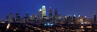 Buildings lit up at night in a city, Comcast Center, Center City, Philadelphia, Philadelphia County, Pennsylvania, USA by Panoramic Images - 27" x 9"