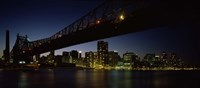 Queensboro Bridge Over East River, Manhattan (night) by Panoramic Images - 27" x 9"