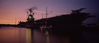 Silhouette of an aircraft carrier in the sea, USS Intrepid, New York City, New York State, USA by Panoramic Images - 27" x 9"