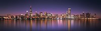 Reflection of skyscrapers in a lake, Lake Michigan, Digital Composite, Chicago, Cook County, Illinois, USA Fine Art Print