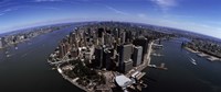 Aerial view of Manhattan and rivers, New York City, New York State, USA Fine Art Print