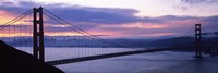 Silhouette of a suspension bridge at dusk, Golden Gate Bridge, San Francisco, California Fine Art Print