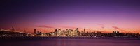 Bay Bridge and San Francisco Skyline with Purple Dusk Sky Fine Art Print
