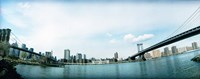 Two bridges across a river, Brooklyn bridge, Manhattan Bridge, East River, Brooklyn, New York City, New York State, USA Fine Art Print