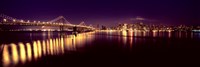 Bridge lit up at night, Bay Bridge, San Francisco Bay, San Francisco, California Fine Art Print