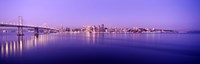 Bay Bridge with a lit up city skyline in the background, San Francisco, California, USA Fine Art Print