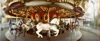 Carousel horses in an amusement park, Seattle Center, Queen Anne Hill, Seattle, Washington State, USA Fine Art Print