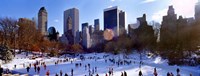 High angle view of people skating in an ice rink, Wollman Rink, Central Park, Manhattan, New York City, New York State, USA Fine Art Print