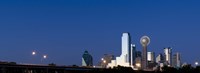 Nighttime View of Dallas Skyline with Reunion Tower Fine Art Print