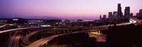 City lit up at dusk, Seattle, King County, Washington State, USA 2010 by Panoramic Images, 2010 - 27" x 9"