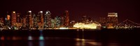 San Diego Skyline at Night by Panoramic Images - 27" x 9"