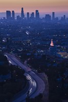 High angle view of highway 101 at dawn, Hollywood Freeway, Hollywood, Los Angeles, California, USA by Panoramic Images - 9" x 27"