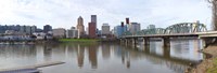 Bridge across a river with city skyline in the background, Willamette River, Portland, Oregon 2010 Fine Art Print