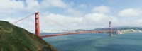 Suspension bridge with a city in the background, Golden Gate Bridge, San Francisco Bay, San Francisco, California, USA Fine Art Print