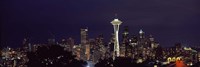 Skyscrapers and Space Needle Lit Up at Night Fine Art Print