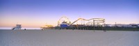 Ferris wheel lit up at dusk, Santa Monica Beach, Santa Monica Pier, Santa Monica, Los Angeles County, California, USA Framed Print