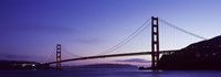 Silhouette of suspension bridge across a bay, Golden Gate Bridge, San Francisco Bay, San Francisco, California, USA Fine Art Print