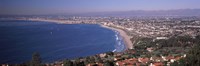 Aerial view of a city at coast, Santa Monica Beach, Beverly Hills, Los Angeles County, California, USA Fine Art Print