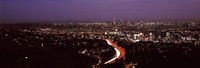 City lit up at night, City Of Los Angeles, Los Angeles County, California, USA 2010 Fine Art Print