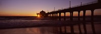 Manhattan Beach Pier with Pink Sky, California by Panoramic Images - 27" x 9" - $28.99