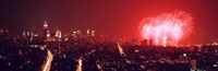 Fireworks display at night over a city, New York City, New York State, USA Fine Art Print