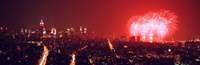 Fireworks display at night over a city, New York City, New York State, USA Fine Art Print