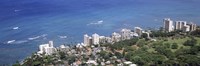 Aerial view of a city at waterfront, Honolulu, Oahu, Honolulu County, Hawaii, USA 2010 Fine Art Print