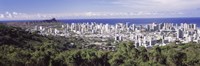 View of Honolulu with the ocean in the background, Oahu, Honolulu County, Hawaii, USA 2010 Fine Art Print